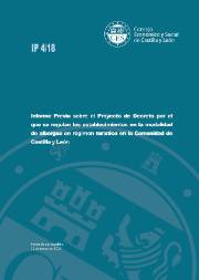 Informe Previo sobre el Proyecto de Decreto por el que se regulan los establecimientos en la modalidad de albergue en régimen turístico en la Comunidad de Castilla y León