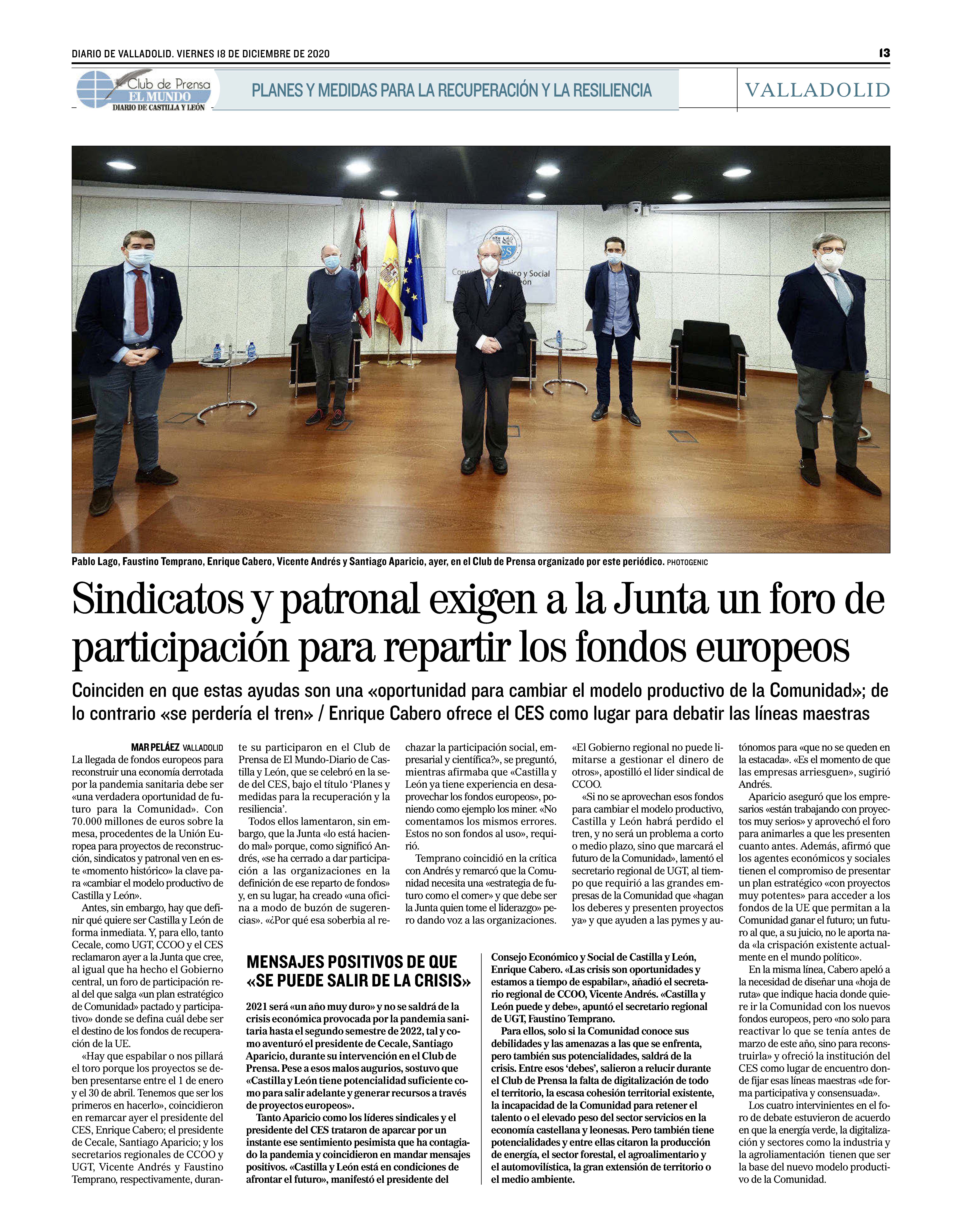 El Mundo-Valladolid- Planes y medidas para la recuperación 1