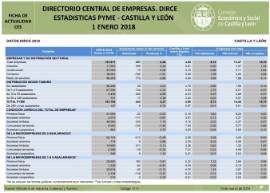 Directorio central de Empresas. DIRCE estadísticas PYME CyL [1 enero 2018]