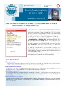 FLASH DE ACTUALIDAD- Cambios Tecnológicos, trabajo y actividad empresarial: El impacto socioeconómico de la economía digital