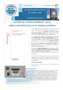 Flash de actualidad - Dictamen del Consejo Económico y Social sobre el Anteproyecto de Ley de Trabajo a distancia