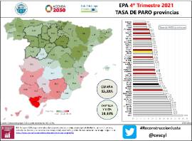 Infografía EPA 4T 2021 Tasa de Paro provincias