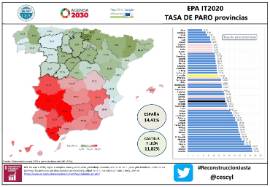 Infografía. EPA Tasa de paro por provincias [I Trimestre 2020]