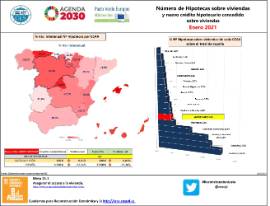 Infografía Número de Hipotecas sobre viviendas y nuevo crédito hipotecario concedido sobre viviendas [Enero 2021]
