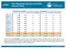Paro registrado CyL por provincias [Febrero 2015]