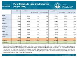 Paro registrado por provincias CyL en mayo de 2015